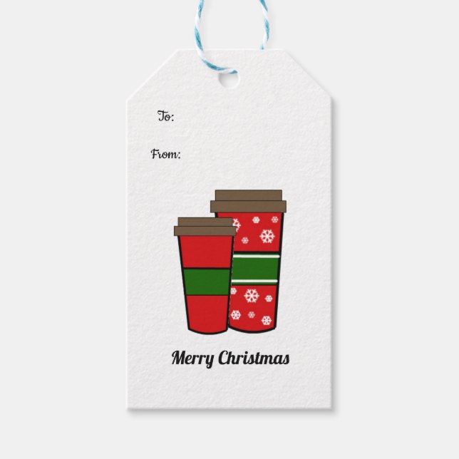 Festive Coffee Beverages Gift Tags (Front)