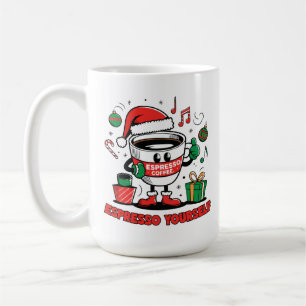 Festive Coffee Cup With Cheerful Holiday Design