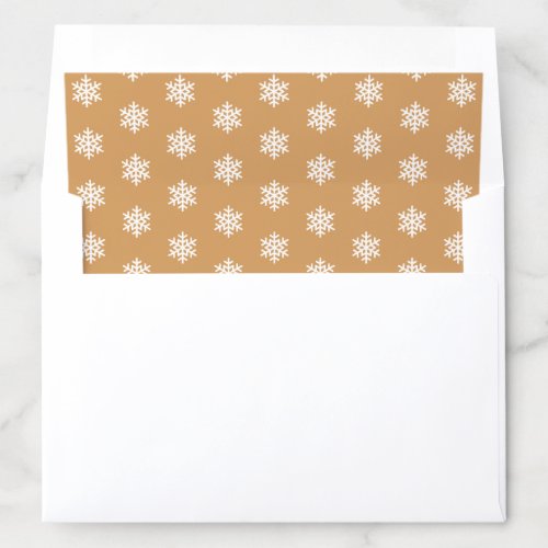 Festive Cognac and White Snowflake Pattern Envelope Liner