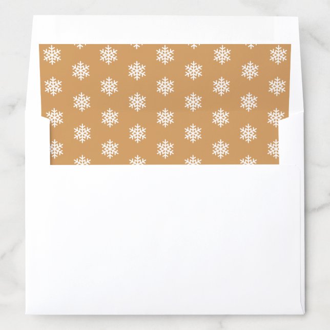 Festive Cognac and White Snowflake Pattern Envelope Liner (In Envelope)
