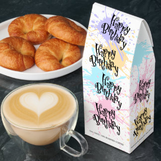 Festive Color Splash Happy Birthday Gift Roasted Coffee