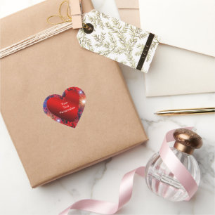 festive colored flower pattern heart sticker