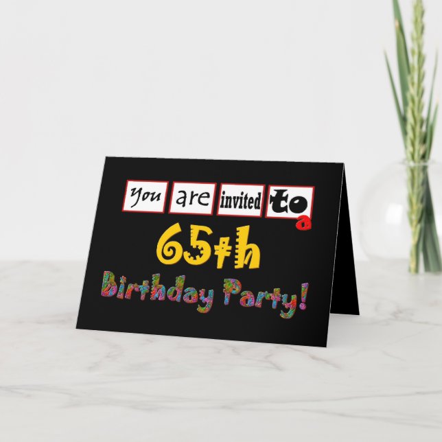 Festive & Colorful 65th Birthday Party Invitation (Front)