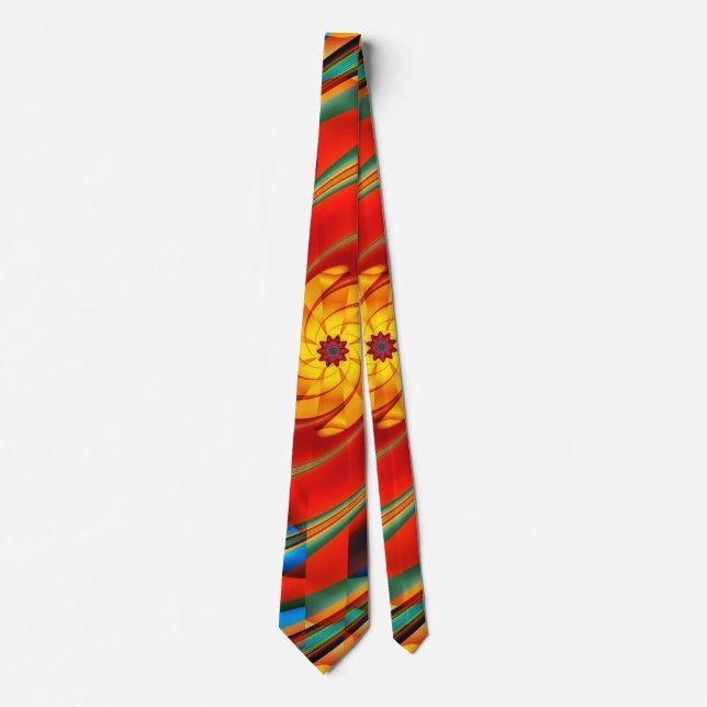 Festive Colorful Abstract Spiral Art Tie (Front)