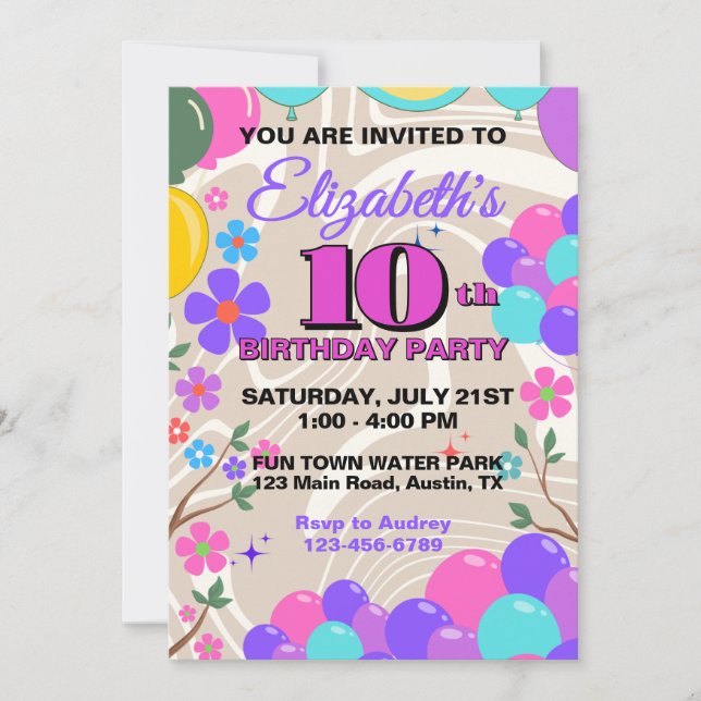 Festive Colorful Balloons Birthday Invitation (Front)