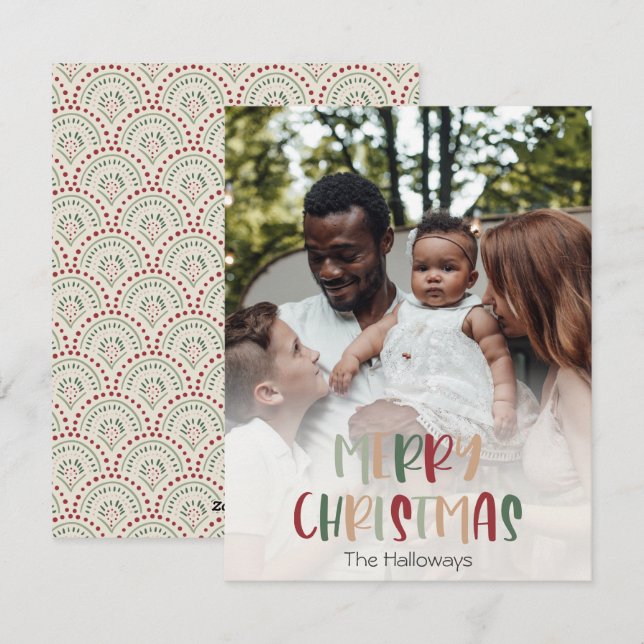 Festive Colorful Christmas Full Vertical Photo Holiday Card (Front/Back)