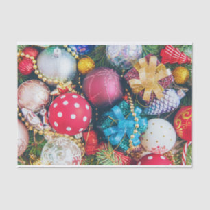 Festive Colorful Christmas Ornaments, Decorations Tissue Paper