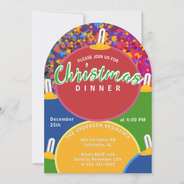 Festive Colorful Christmas Party Invitation (Front)