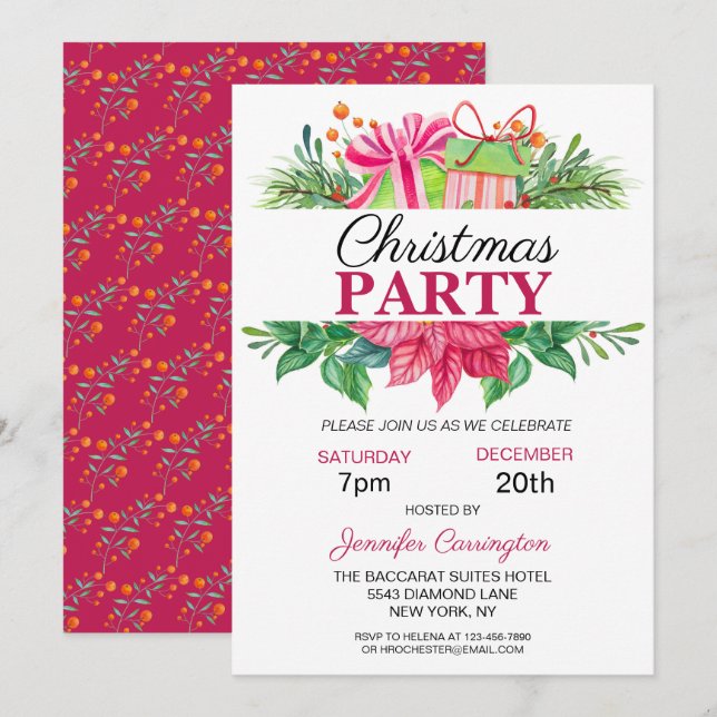 Festive Colorful Christmas Party Invitation (Front/Back)