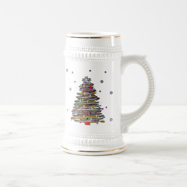 Festive Colorful Christmas Tree (Customize It!) Beer Stein (Right)