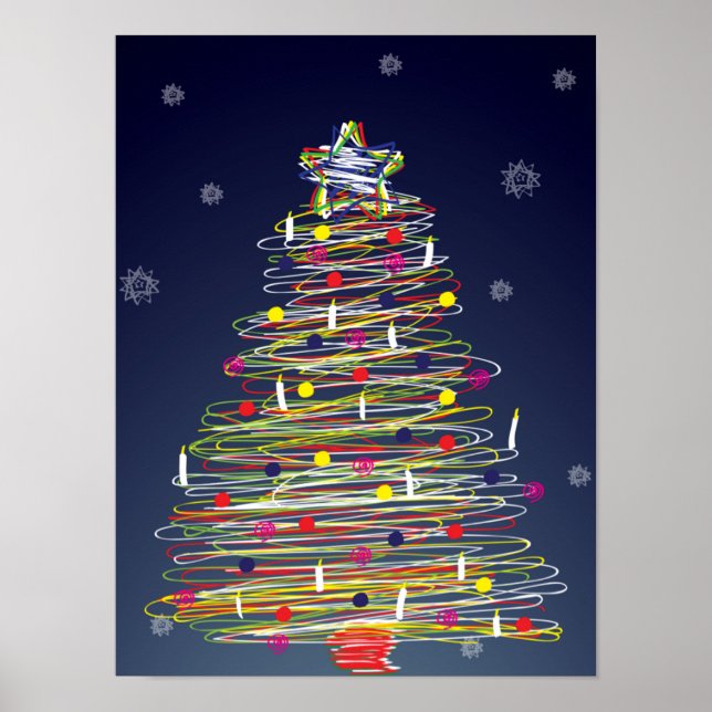 Festive Colorful Christmas Tree (Customize It!) Poster (Front)