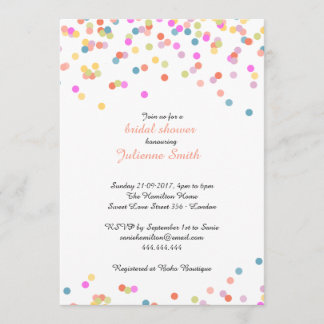 Festive Colorful Confetti Bridal Shower Invitation