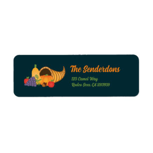 Festive Colorful Cornucopia Friendsgiving Party Label