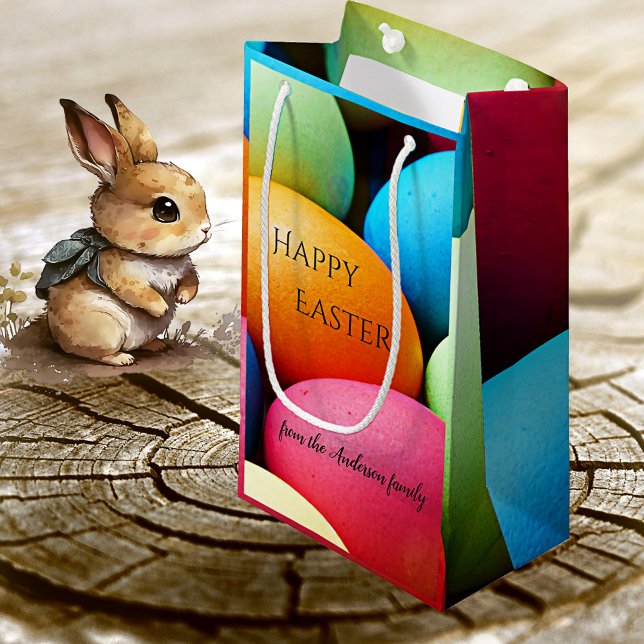 Festive Colorful Easter Eggs Gift Bag (Gift bag featuring colorful Easter eggs - great for an egg hunt or Easter gifts)