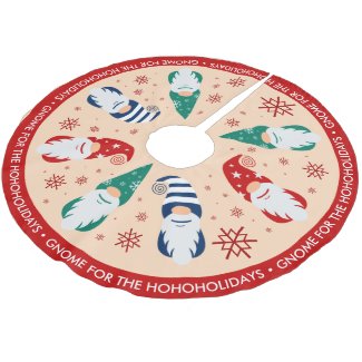 Festive Colorful Funny Christmas Gnomes Snowflakes Christmas Tree Skirt