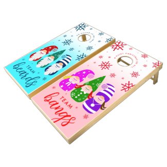 Festive Colorful Gnomes vs Gnomesses Snowflakes