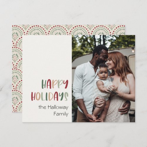 Festive Colorful Happy Holidays Single Photo Holiday Card