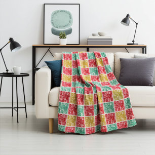 Festive Colorful HO! HO! HO! Motif for Christmas Fleece Blanket