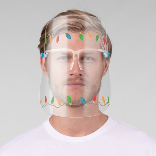 Festive Colorful Holiday Christmas Lights Face Shield