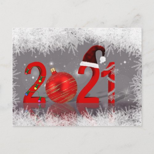 Festive Colorful Merry Christmas New Year 2021 Holiday Postcard