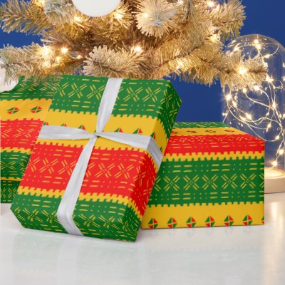 Festive Colorful Mud Cloth Pattern Wrapping Paper