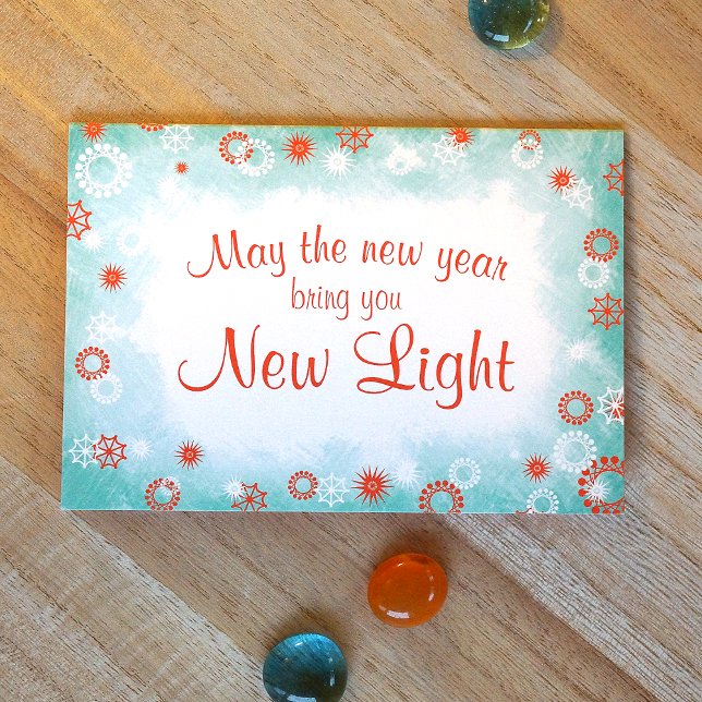 Festive Colorful Orange Cyan Company Christmas Card (Orange & turquoise, frosty white snowflakes Business Company Christmas Card with Logo)