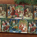 Festive Colorful Ornate Victorian Christmas Cards Tissue Paper<br><div class="desc">Colorful vintage repeating holiday pattern featuring collage of restored Victorian greeting card illustrations depicting festive scenes of Father Christmas.</div>