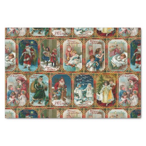 Festive Colorful Ornate Victorian Christmas Cards Tissue Paper