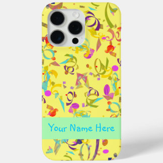 Festive Colorful Party Confetti Toss Over Yellow iPhone 15 Pro Max Case