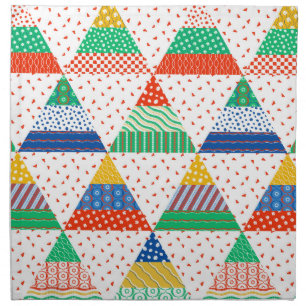 Festive Colorful Patchwork Christmas Triangles Cloth Napkin