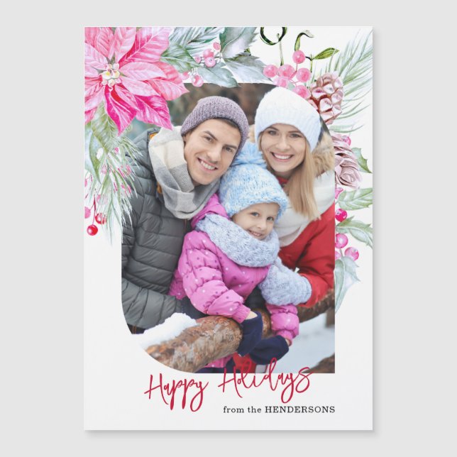 Festive Colorful Pink Poinsettias Photo (Front)