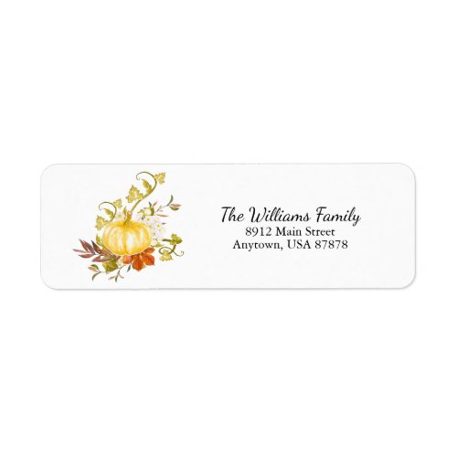 Festive Colorful Pumpkin and Fall Floral Label