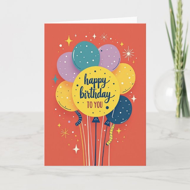 Festive Colorful Spheres Card (Front)
