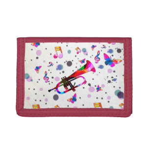 Festive Colorful Trumpet Music Splash  Tri-fold Wallet