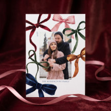 Festive colorful Watercolor Bows Family Photo