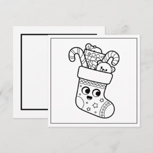 Festive coloring lovers Christmas stocking Holiday Card