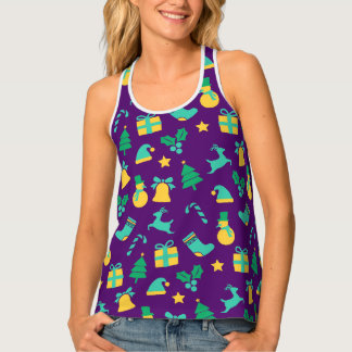 Festive Colourful Christmas Pattern Tank Top