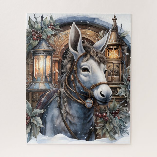 Festive Companions: Holiday Donkey Jigsaw Puzzle (Vertical)