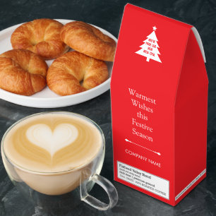 Festive Company Favor Name Quote Logo QR Code Red Roasted Coffee