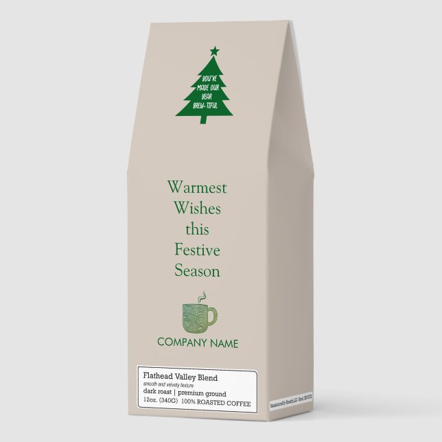 Festive Company Favor Name Quote Logo QR Code Roasted Coffee (Front)