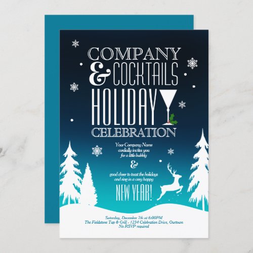 Festive Company Holiday Cocktail Party Invitation
