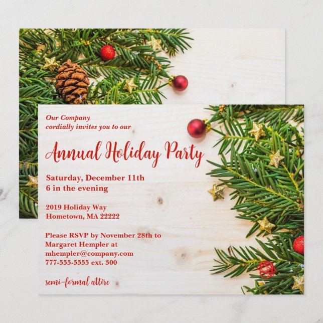 Festive Company Holiday Party Invitation (Front/Back)