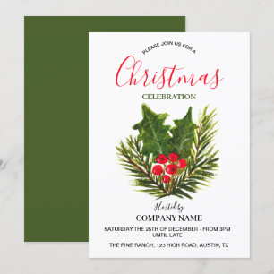 Festive Company Office Corporate Christmas Party  Invitation