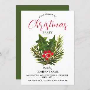 Festive Company Office Corporate Christmas Party  Invitation
