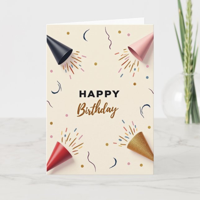 Festive Cones Birthday Card (Front)