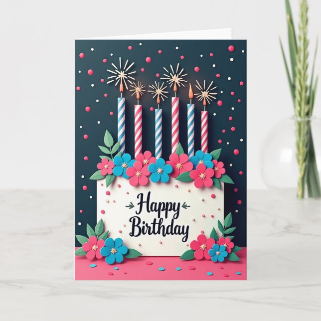 Festive Confetti Birthday Card (Front)