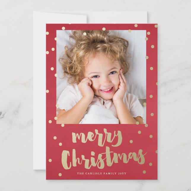 Festive confetti Christmas card faux foil (Front)