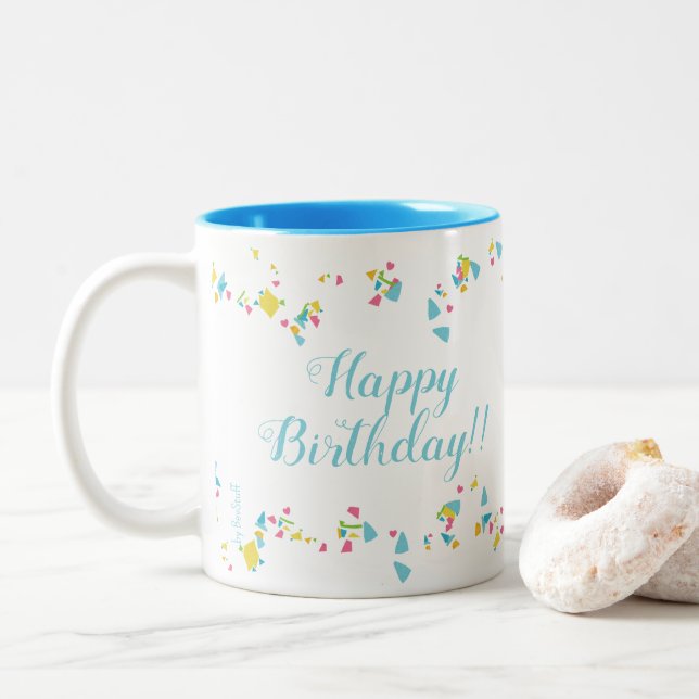 Festive Confetti Happy Birthday Mug (With Donut)