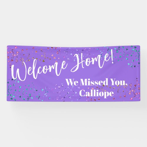 Festive Confetti Light Purple Welcome Home Banner