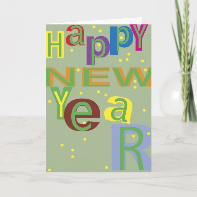 Festive Confetti Splash New Year Holiday Card (Front)